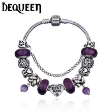 Dequeen Fashion Jewelry Purple/Black/Red Glass Beads Bracelet Heart Best Mo