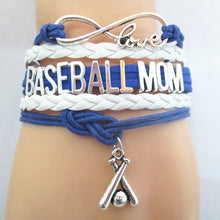 Infinity  Love BASEBALL MOM Team sports Bracelet   Wristband  charm wish fr