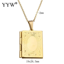 YYW Fashion Memory Photo Locket Charm Pendant Necklace Gold color Stainless