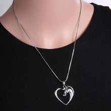 Fashion New jewelry plated white K Horse in Heart Necklace Pendant Necklace