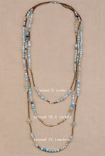Boho Amazonite Glass Seed Beads 3 Layers Beaded Necklace Classic Natural St
