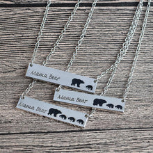 Jisensp Mama Bear Tag Engraved Animal Pendant Necklace Women Mother Kids Lo