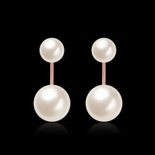 2017 New arrivals double pearl white pearl drop earrings rose gold hot sale