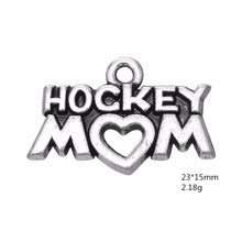 50PCS New Silver Hockey Mom Dangle Charms Jewelry DIY Findings Fit Bracelet