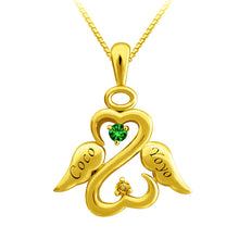 AIJAJA Personalized Two Birthstones Names Engraved Angel Necklaces Pendants
