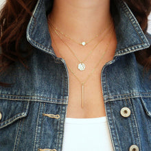 Brand Fashion Thin Gold Color Simple Chain Necklace 3 Layer Long Pendant Ne