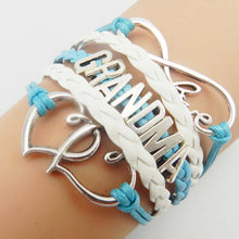 Infinity love mom & grandma bracelet gift heart feet charm Rope Bracelet fo
