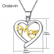 Two Tone Mother Child Heart Love Pendant Necklace Gift for Mom 18", 20Pcs/L