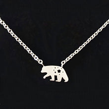 Mom Jewelry Hollows North Star Bear Pendant Women Necklace Gold Color Stain