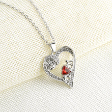 Heart Shaped Pendant Necklace Love Mom Chain Necklace Red Crystal Jewelry M