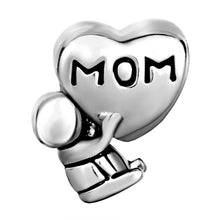 Free Shipping 1PC Silver Plated MOM Baby Charms Large Hole Beads Fits Europ