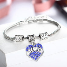 New Arrival! LOVE Family Bracelet of Mom Sister Rhinestone Heart Charm Brac