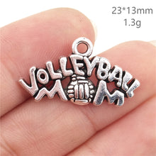 BULK 30 Zinc Alloy Sports Theme Volleyball Mom Charms Antique Silver Plated