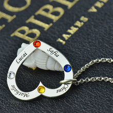 Wholesale Birthstone Heart Necklace in Silver Personalized Children Names M