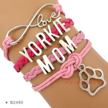 (10 PCS/lot) High Quality Infinity Love Black Pink Silver Yorkie Mom Bracel