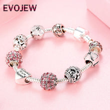 Authentic 925 Antique Silver Gift Charm With Pink Daisy Crystal Beads Brace