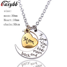 Caxybb I Love You To The Moon And Back Mom Family Necklaces Fashion Pendant