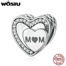 WOSTU 2017 Hot 925 Sterling Silver Tribute To Mom heart Beads Fit Original