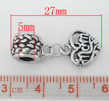 DoreenBeads 10 antique silver "MOM" Heart Charms Slide Pendantss Fit Europe