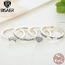Genuine 925 Sterling Silver Stackable Ring Heart ,Crown ,Selfless Mom Rings