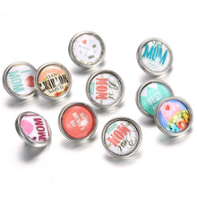 10pcs/lot New Snap jewelry I Love Mom Round Glass mini buttons Jewelry fit