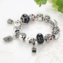 EVOJEW 925 Silver Vivid Owl Pendant Love Family Glass Charm Beads Charm Bra
