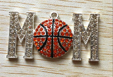 49x26mm10pcs/lot silver Zinc alloy Enamel rhinestone basketball mom pendant
