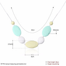 Oval Silicone Beads Teething Necklace Geometric Rainbow Plastic Food Grade