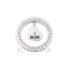 Somsoar Jewelry 5pcs/lot Crystal Heart MOM Vintage Dangle 33mm Large Coin D