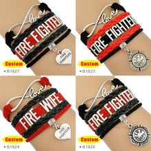 (10 PCS/lot) Infinity Love Firefighter Fire Fighters Bracelets Best Gift fo