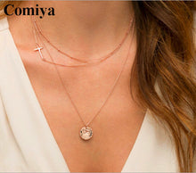Comiya Fashion Rose New Color Chain Layer Necklace One Big Crystal Cross Pe