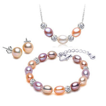 Wedding freshwater pearl jewelry sets women,multi natural pearl jewelry 925