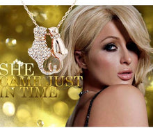 Promotion Sales Crystal Rhinestone Double Cat Necklace Womens Necklaces & P