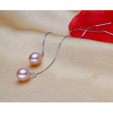 Real natural freshwater long Pearl Eearrings jewelry,925 sterling silver pe