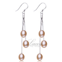 Freshwater 925 silver earrings for women,natural pearl earrings real long p