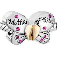 slide charm Free shipping Separable a butterfly pink  Crystal Heart Mom Cha