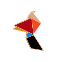red pink Origami birds rabbit Enamel Pin colorful geometry shapes pins and