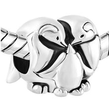 slide charm  Free shipping Mom and Dad and Penguin Baby charm beads fit Pan