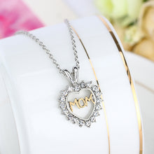 Silver Plated Chain"Mom"Letter Pendants Necklaces For Women Lovely Heart Rh