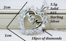 Religious Statement 925 Sterling Silver Vintage Cubic Zircon Heart Crystal
