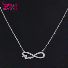 AMORUI Alphabet Neckalce Fashion Women Stainless Steel Mom Necklaces Pendan