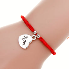 Simple Design heart bracelets Handmade Red Rope Braided Silver Love Heart M