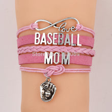 (10Pcs/Lot) Infinity Love Charm Bracelet Baseball Mom Bracelets & Bangles H
