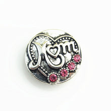 High quality heart MOM 18mm snap button pink rhinestone snap jewelry bracel