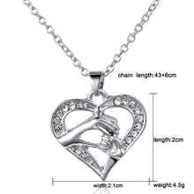 2017 New Silver Gold Crystal Heart Charms Necklace Mom Gift Mother's Day Gi