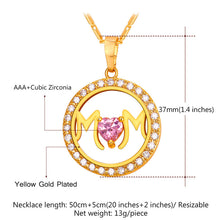 Collare Love Mom Pendant Gold/Silver Color Crystal Cubic Zirconia Necklace