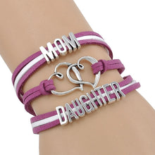 Fashion Women Cute Bracelet Family MOM DAUGHTER Heart Carved Bangle Handmad