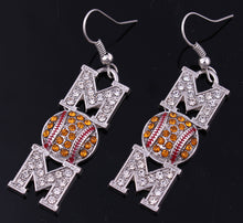 New arrival crystal rhinestone softball mother earring dangle Sport Fashion