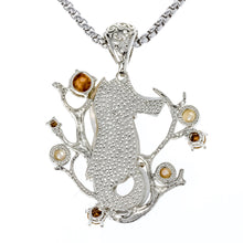 Natural shell seahorse necklace pendant W stainless steel chain jewelry bir