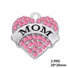 Minimal Brand Multicolor Heart MOM Crystal Charms Pendant for DIY Necklace